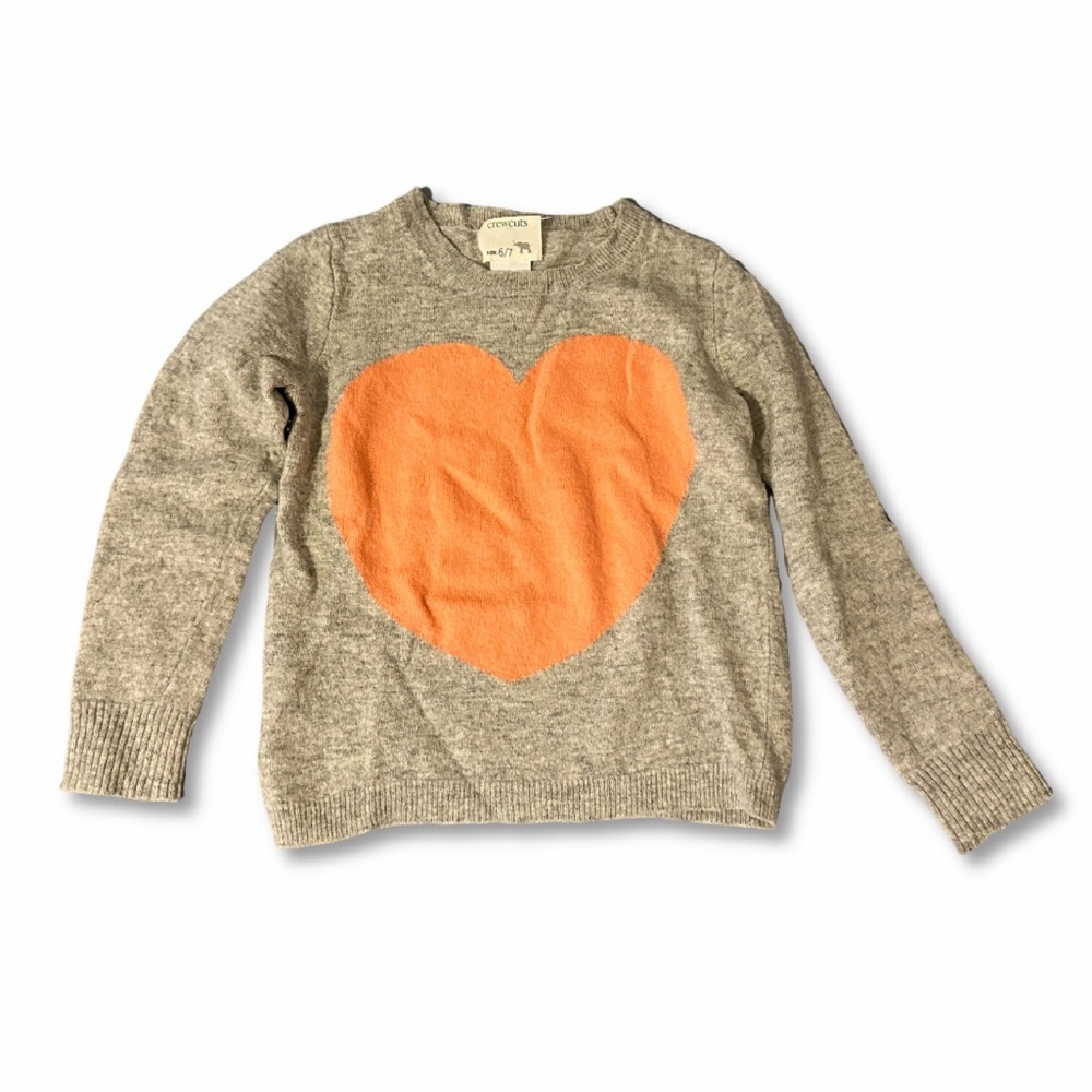Crewcuts by J Crew Girl’s Sweater Gray with Heart Size 6/7